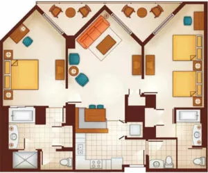 Aulani Two-Bedroom Villa Floor Plan