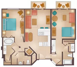 Beach Club Two-Bedroom Villa Floor Plan