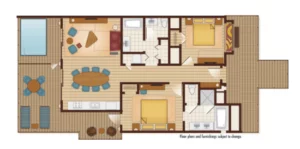 Polynesian Two-Bedroom Bungalow Floor Plan