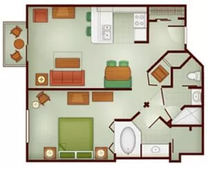 Boulder Ridge One-Bedroom Villa Floor Plan