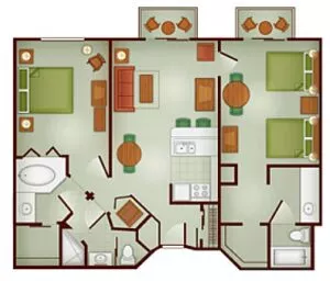Boulder Ridge Two-Bedroom Villa Floor Plan